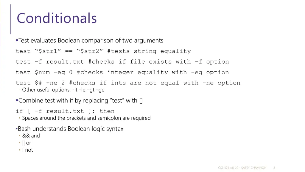 conditionals