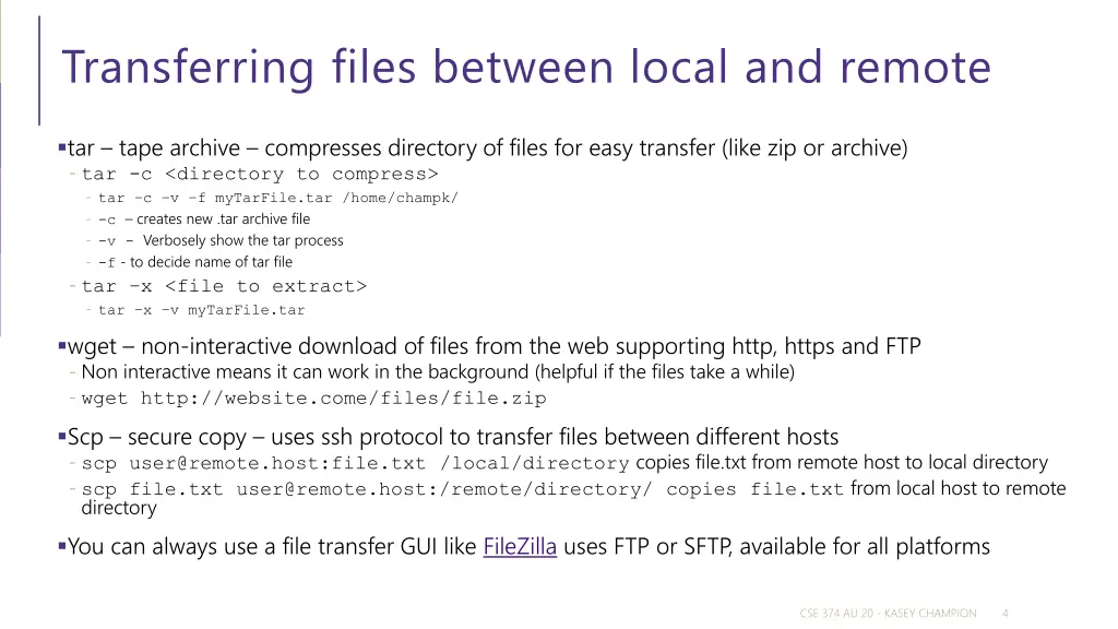 transferring files between local and remote