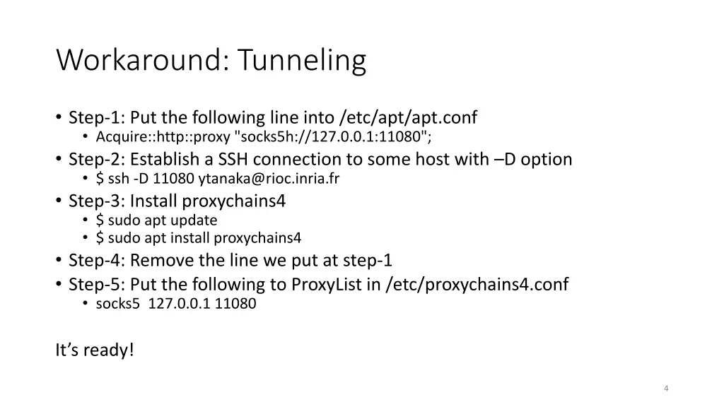 workaround tunneling