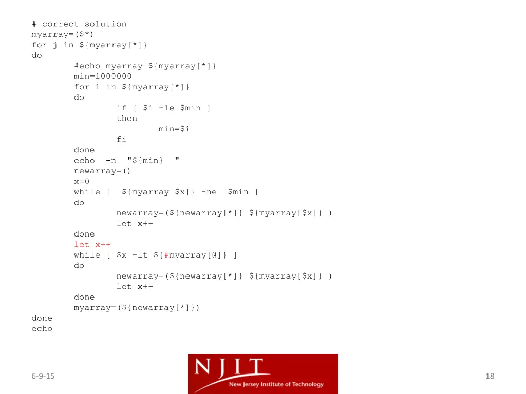 correct solution myarray for j in myarray do echo