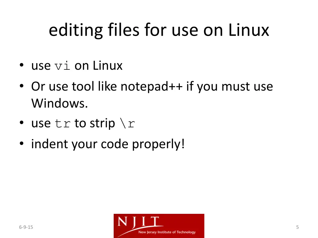 editing files for use on linux