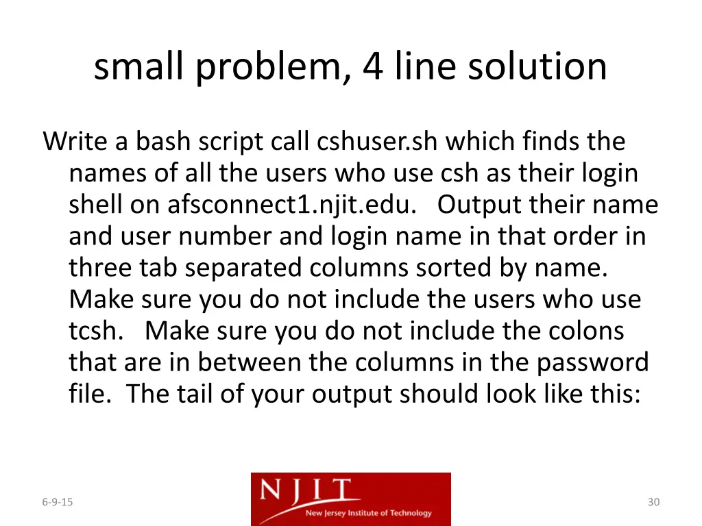 small problem 4 line solution