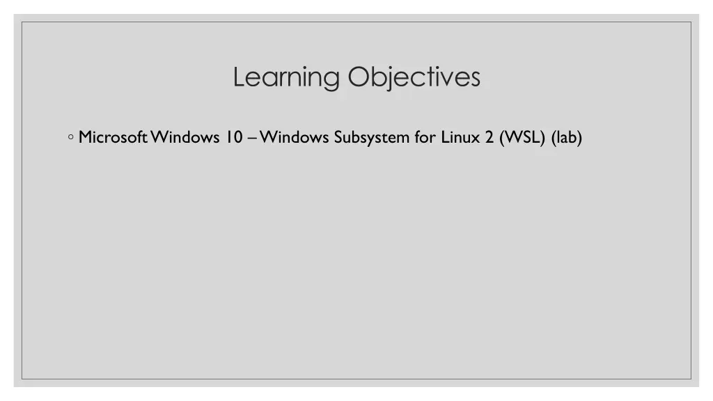 learning objectives