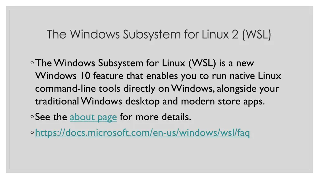 the windows subsystem for linux 2 wsl