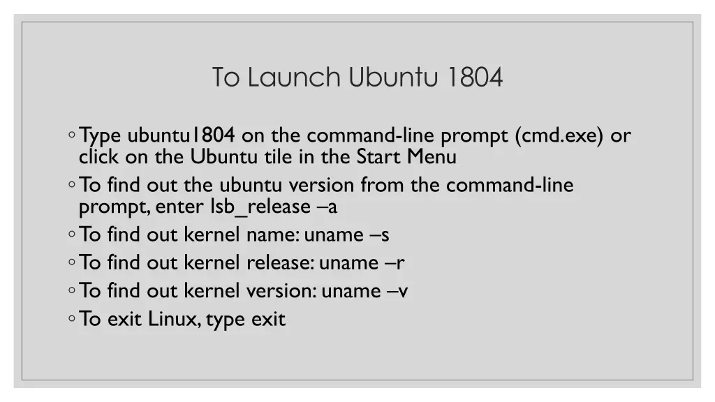 to launch ubuntu 1804