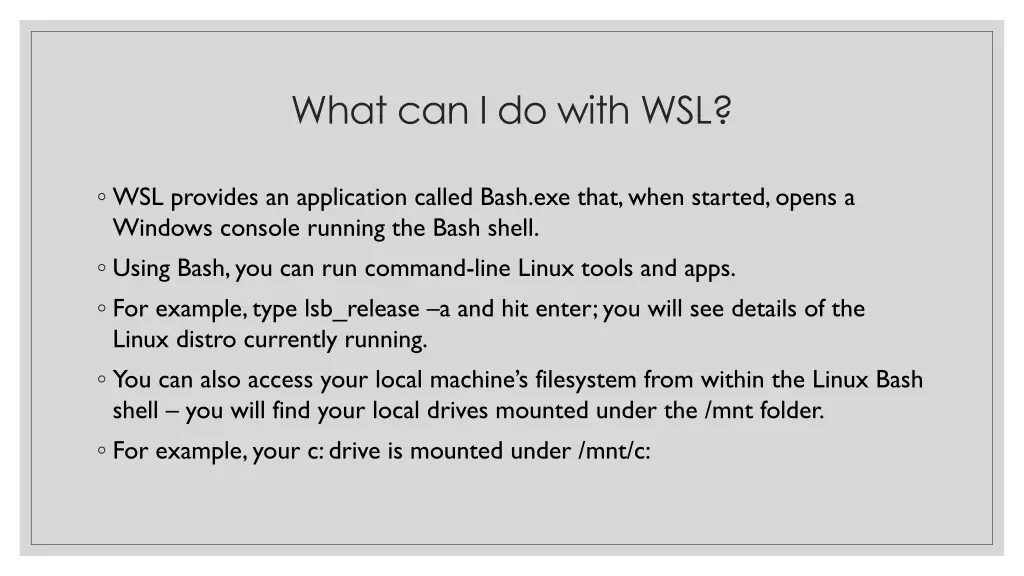 what can i do with wsl