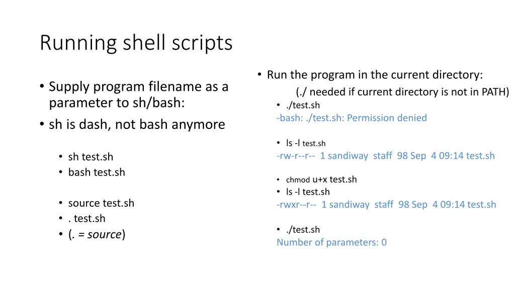 running shell scripts