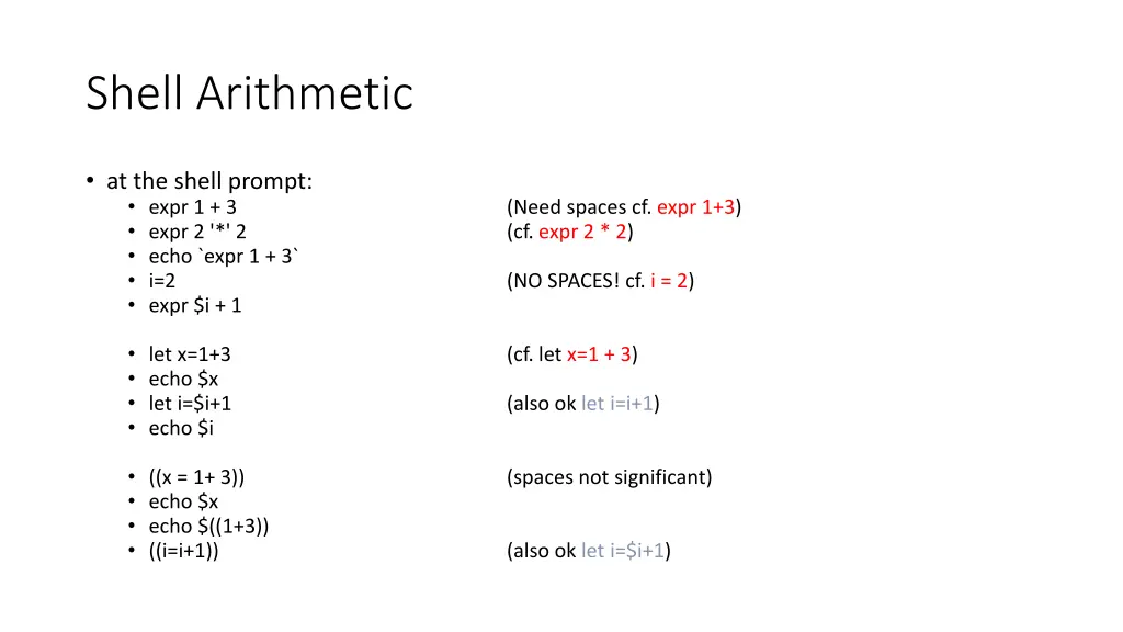 shell arithmetic