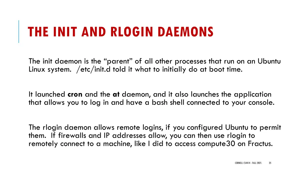 the init and rlogin daemons