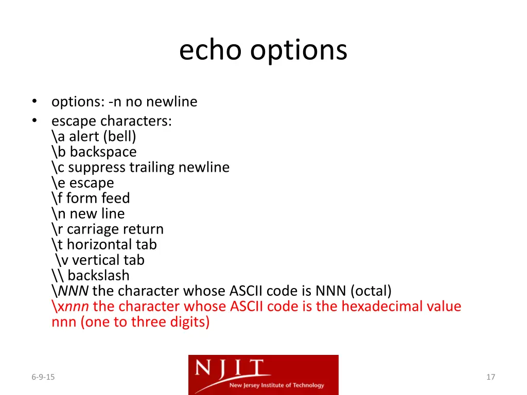 echo options