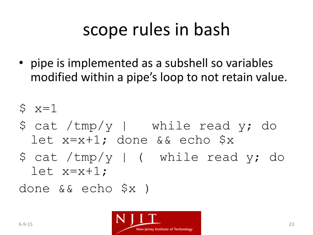 scope rules in bash