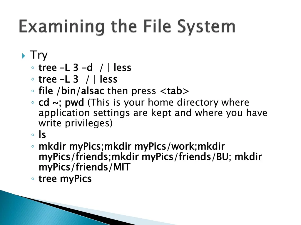 try tree tree file bin cd application settings