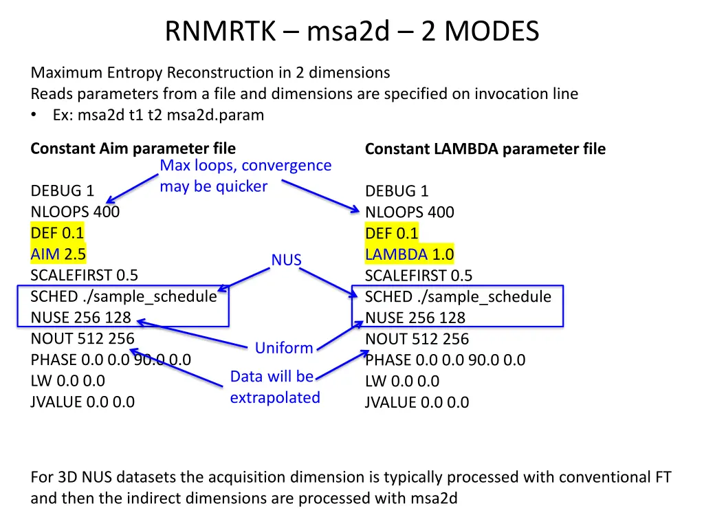 rnmrtk msa2d 2 modes