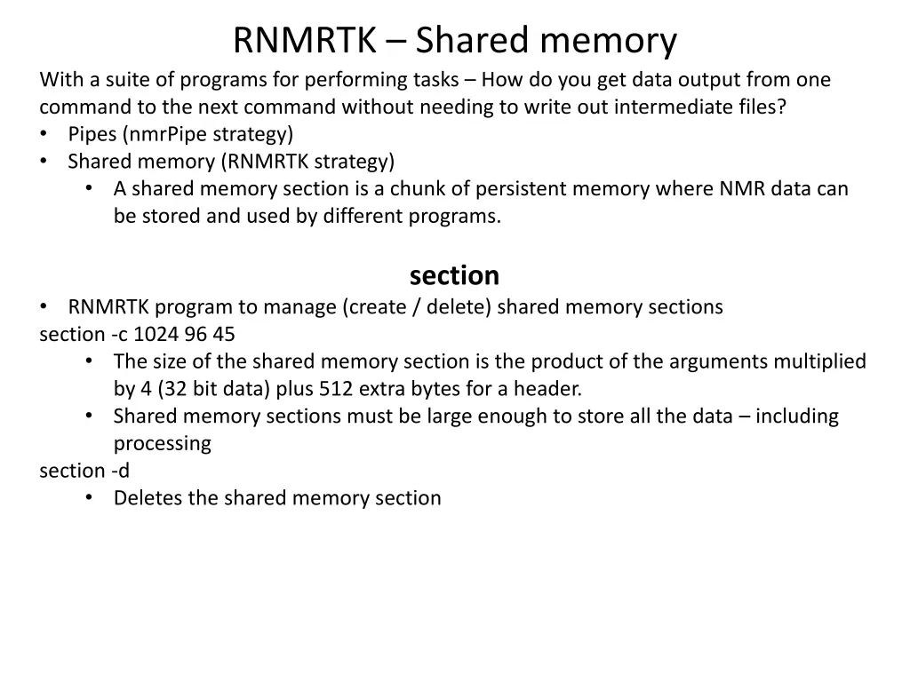 rnmrtk shared memory with a suite of programs