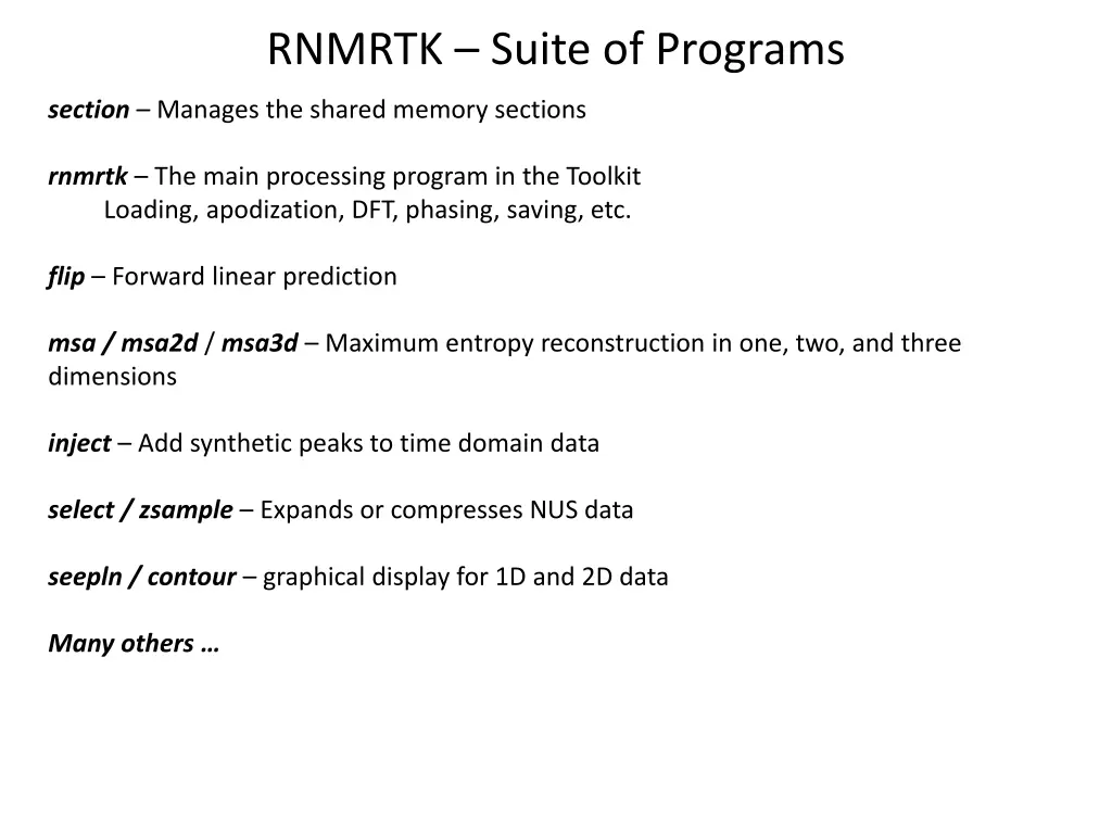 rnmrtk suite of programs