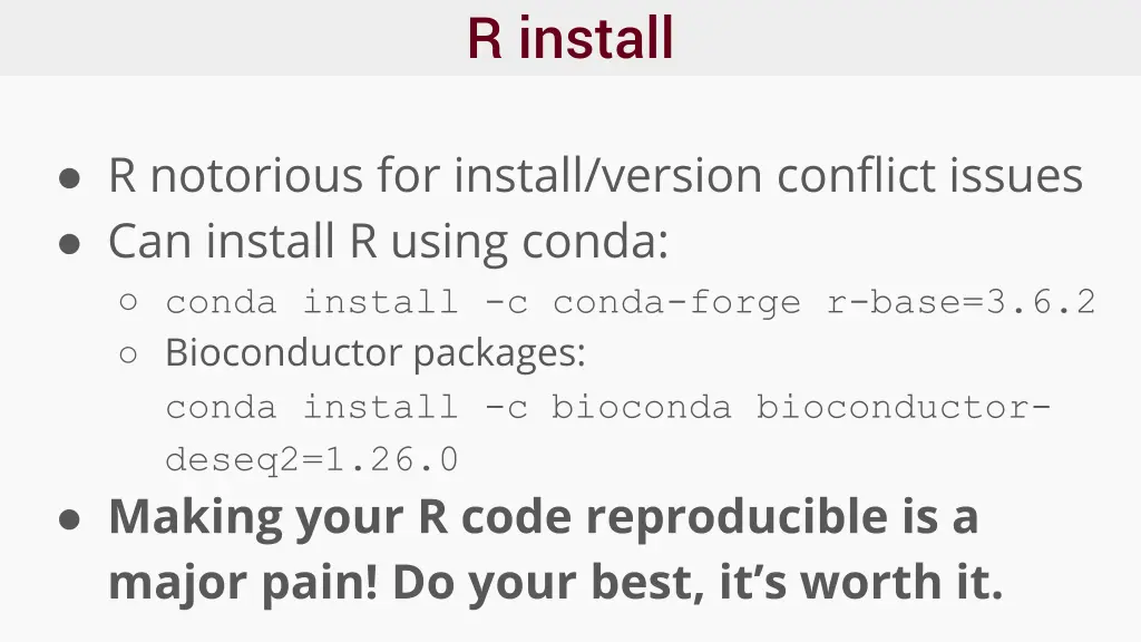 r install