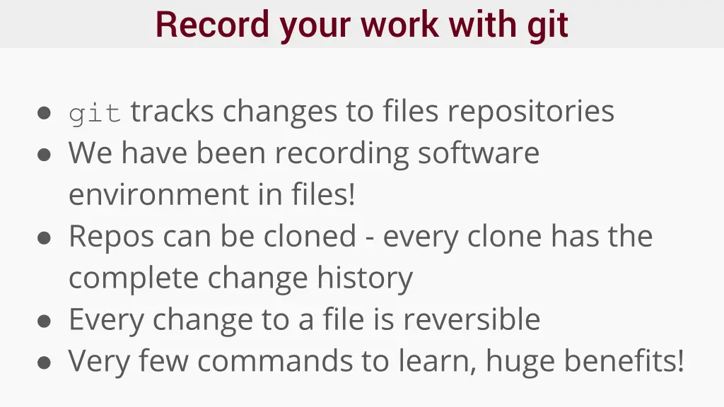 record your work with git