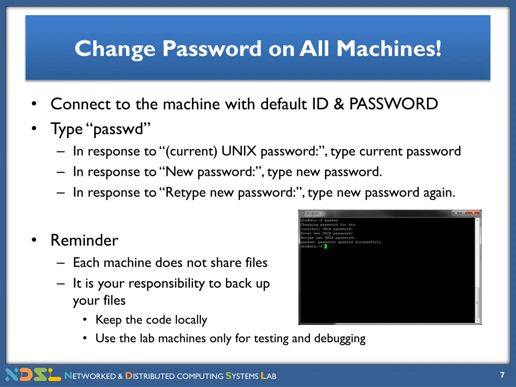 change password on all machines