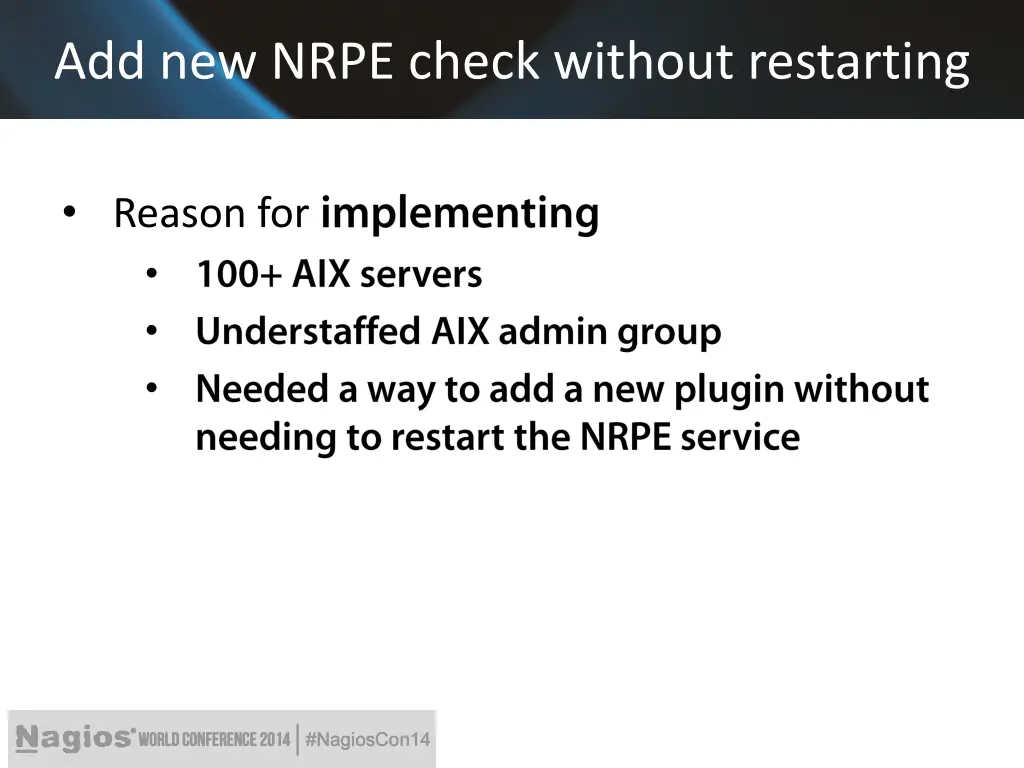 add new nrpe check without restarting