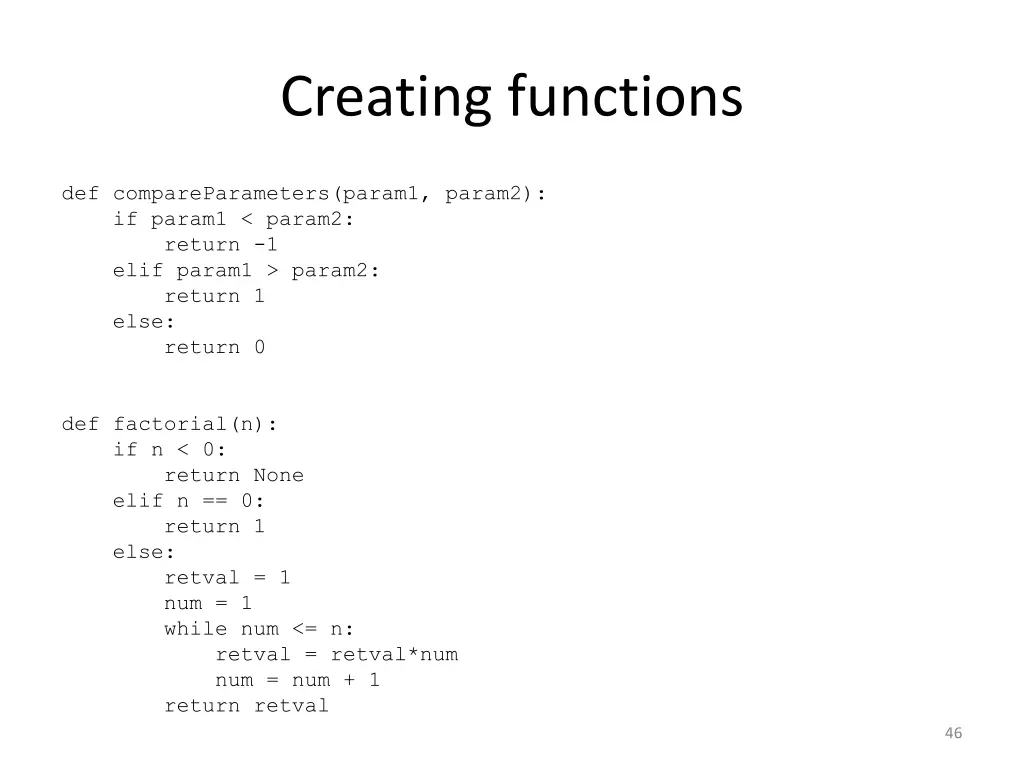 creating functions