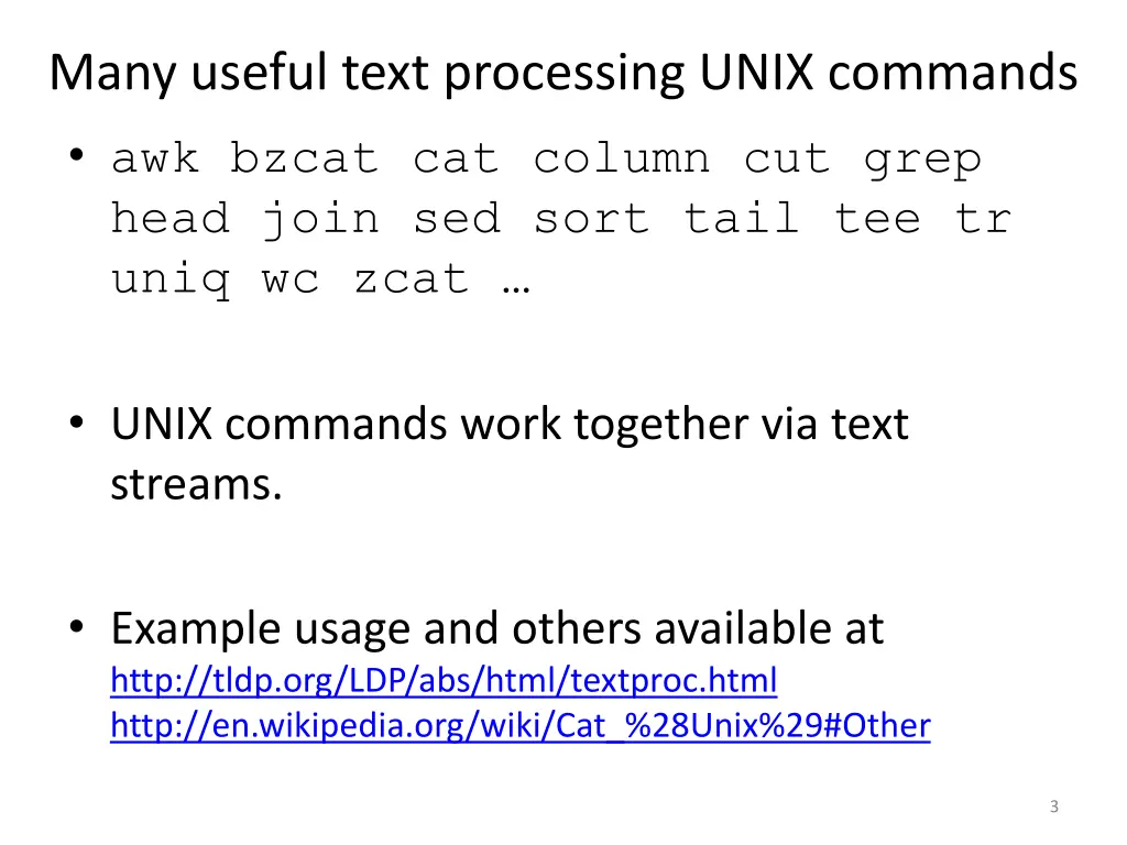 many useful text processing unix commands