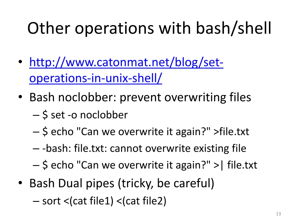 other operations with bash shell