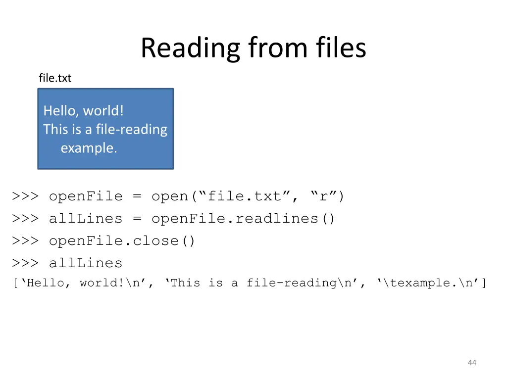 reading from files