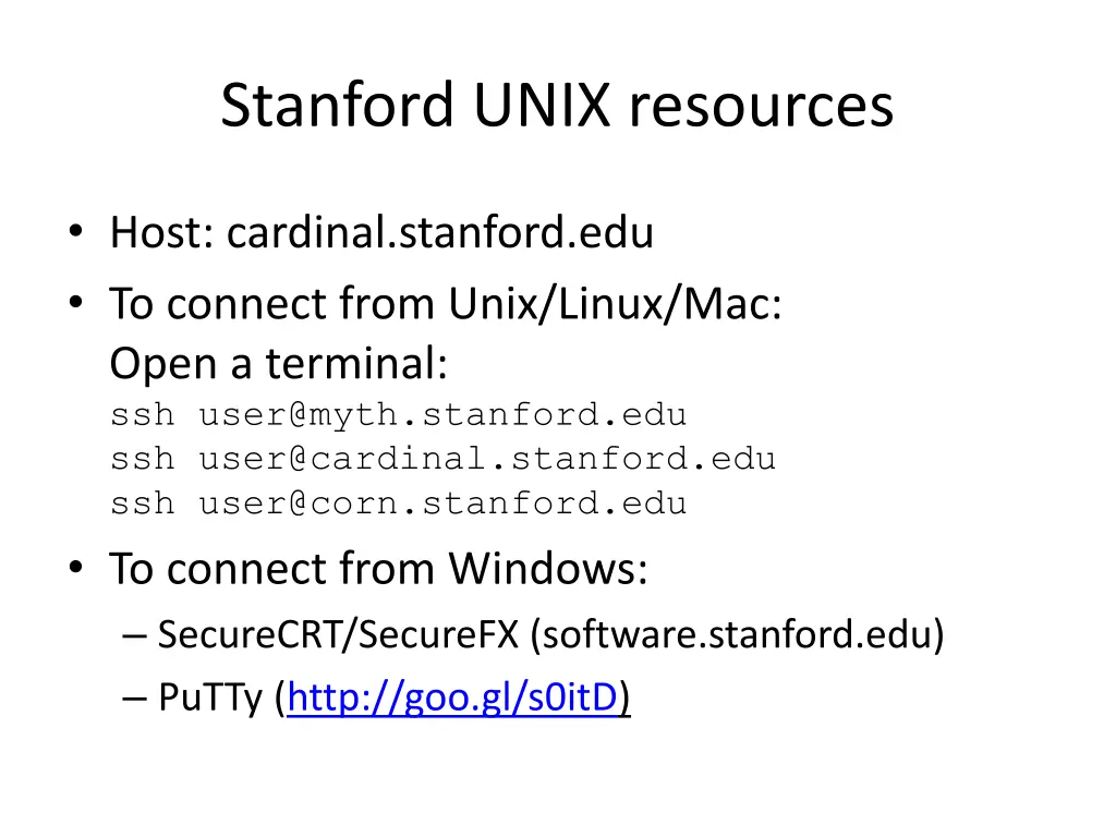 stanford unix resources