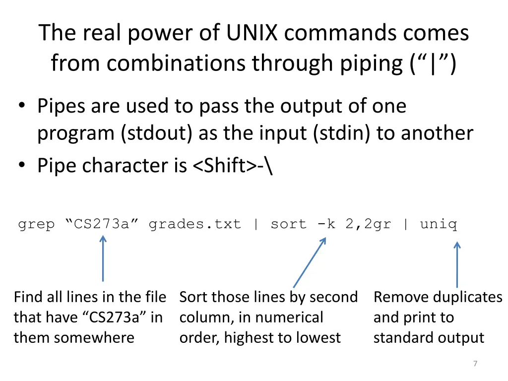 the real power of unix commands comes from