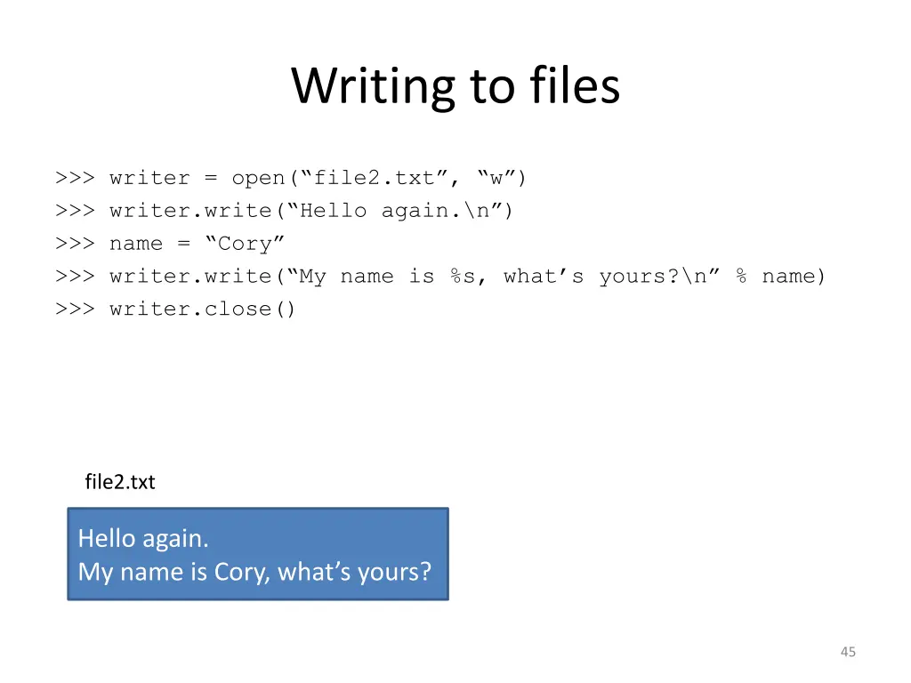 writing to files