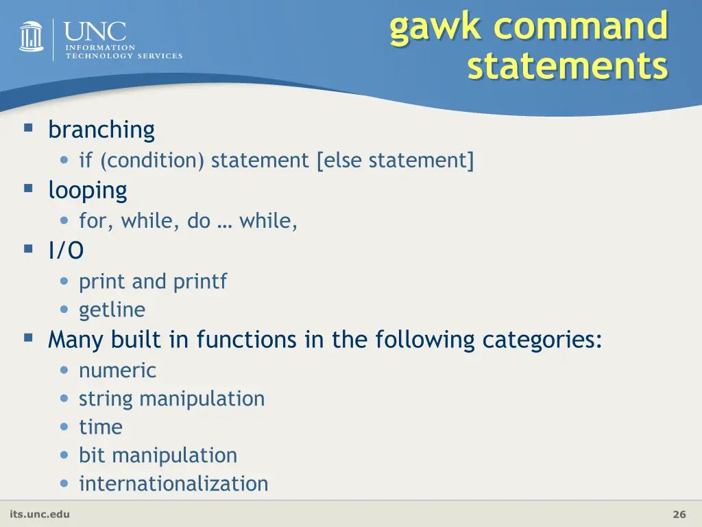 gawk command statements