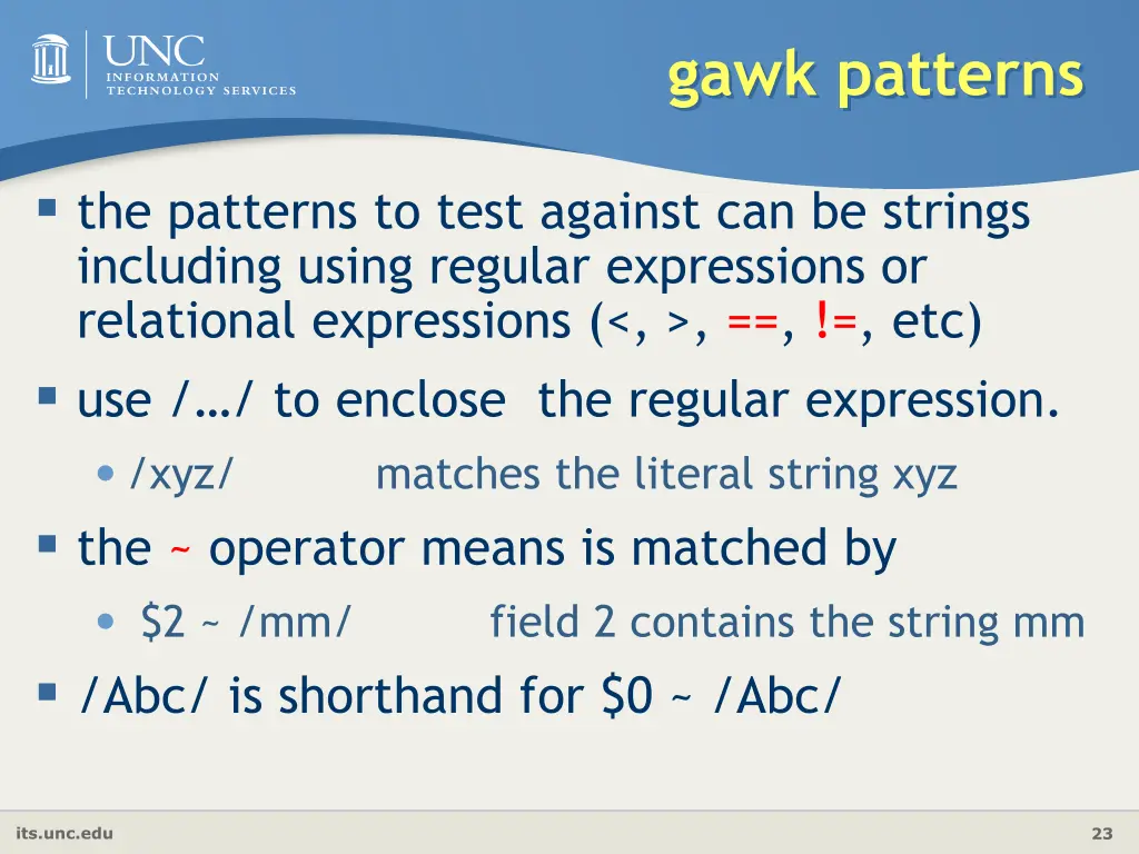 gawk patterns