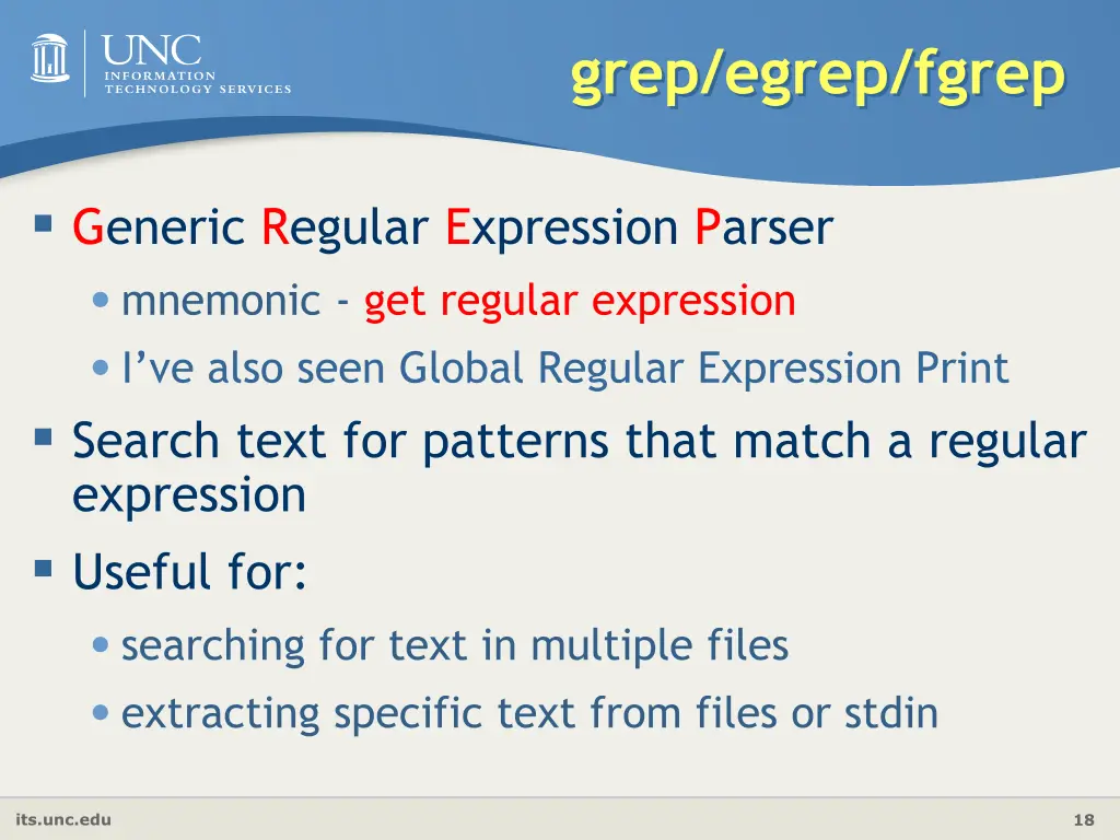 grep egrep fgrep