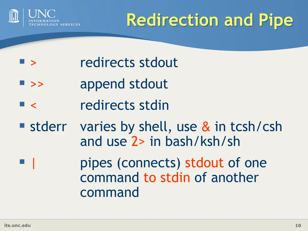 redirection and pipe