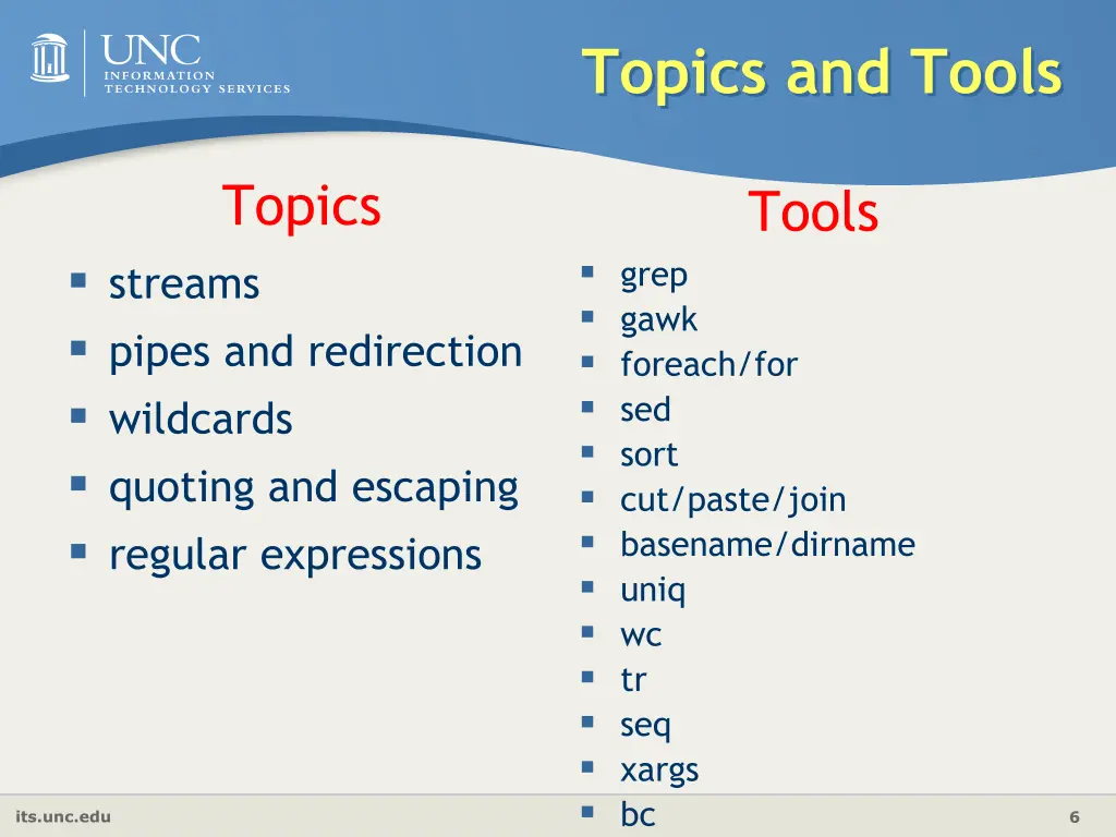 topics and tools