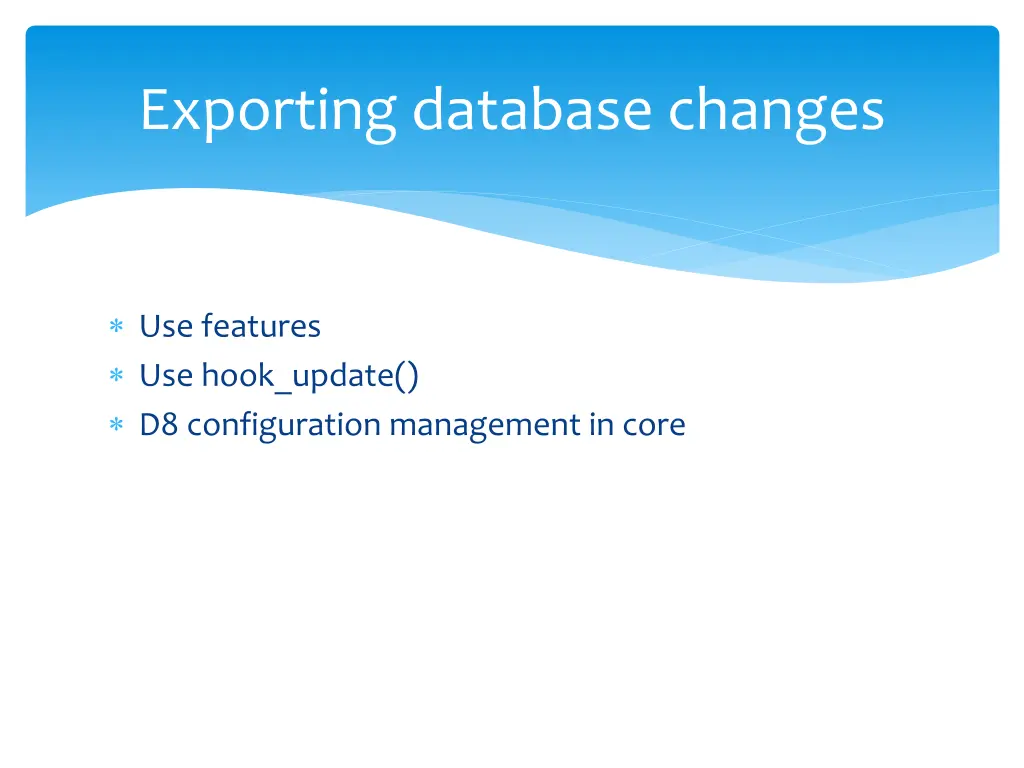 exporting database changes