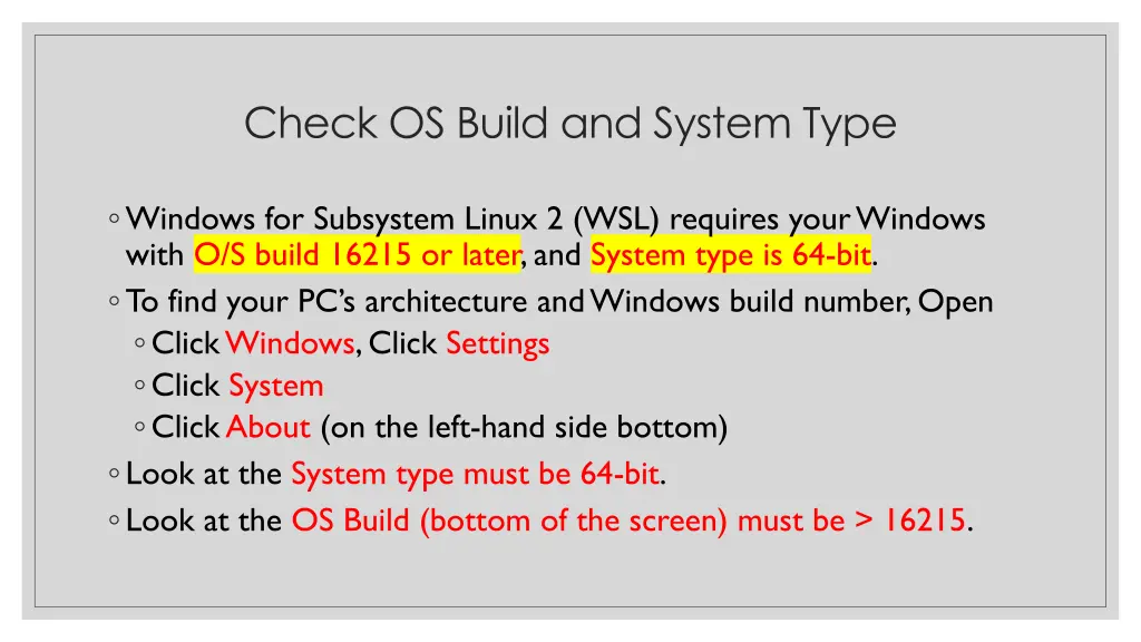 check os build and system type