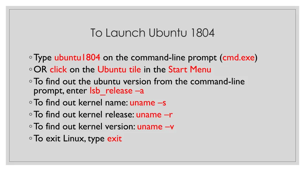 to launch ubuntu 1804