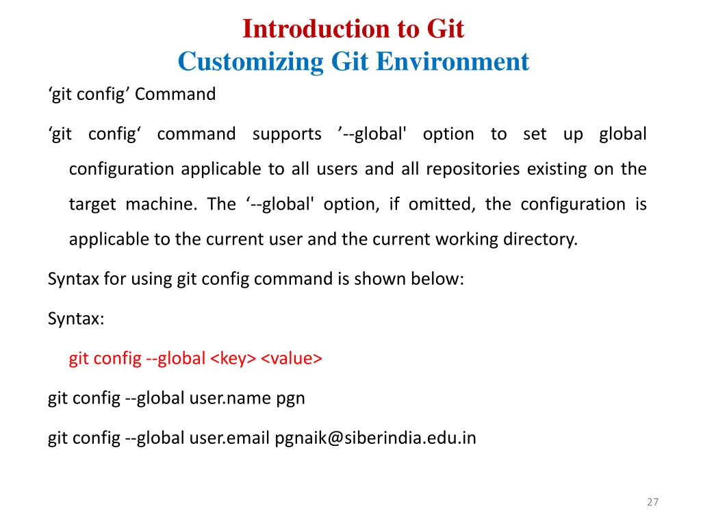 introduction to git customizing git environment