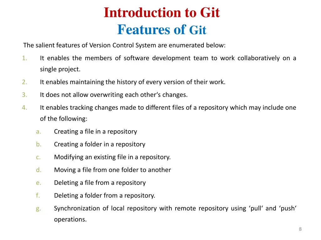 introduction to git features of git