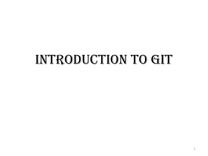 introduction to git