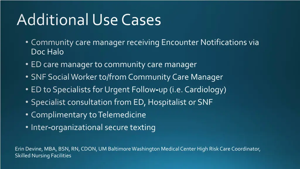 additional use cases