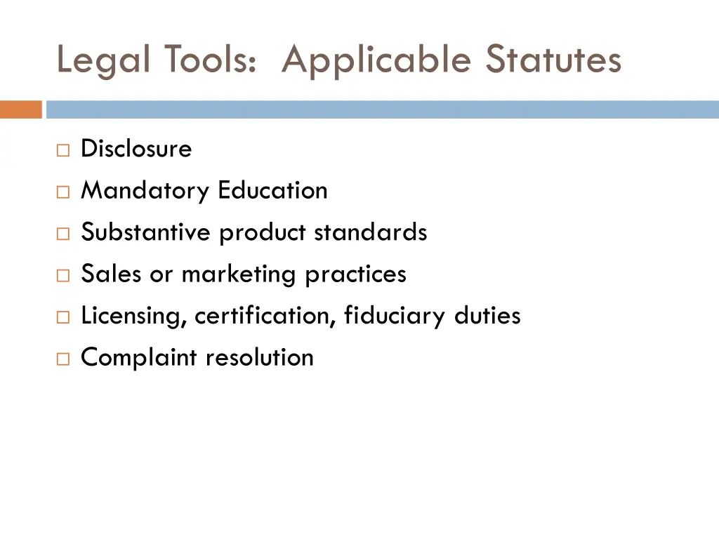 legal tools applicable statutes