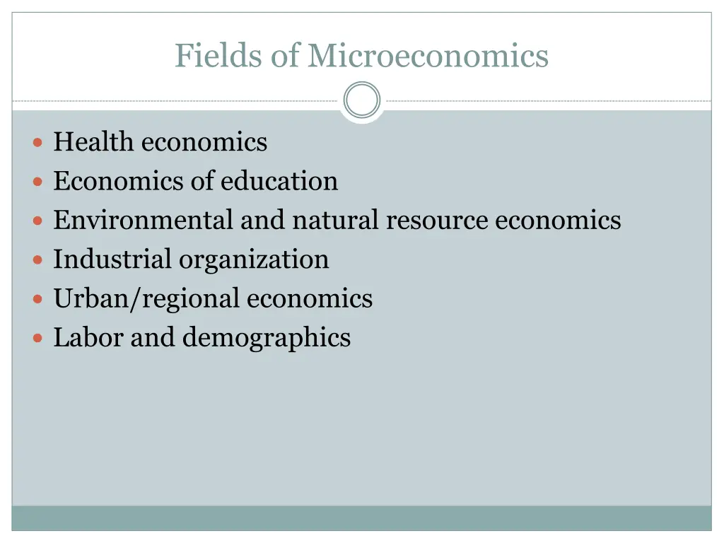 fields of microeconomics