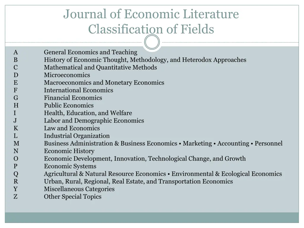 journal of economic literature classification