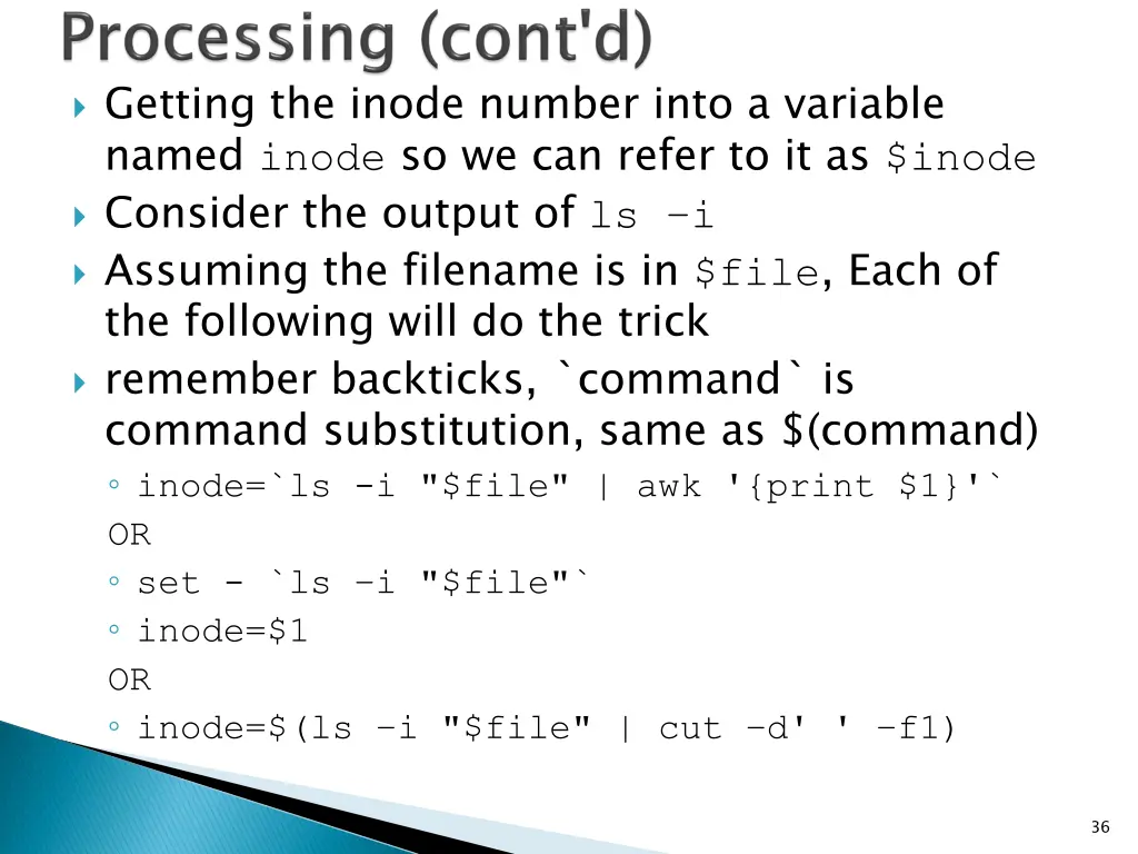 getting the inode number into a variable named