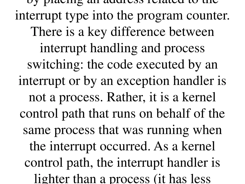 by placing an address related to the interrupt