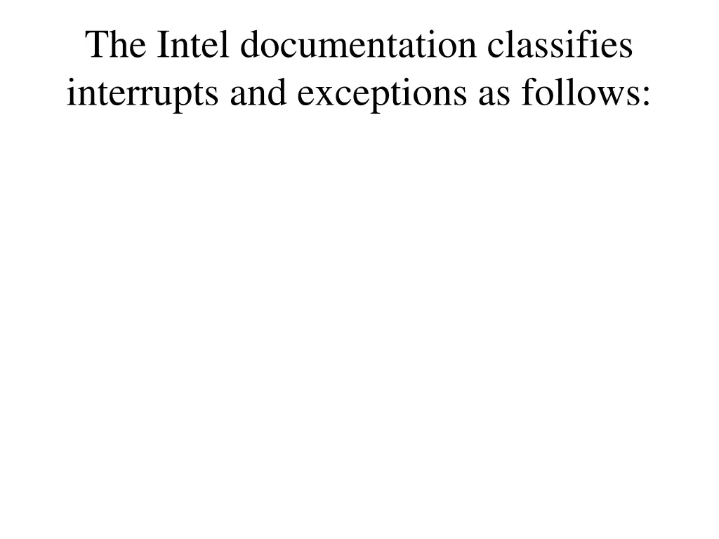 the intel documentation classifies interrupts