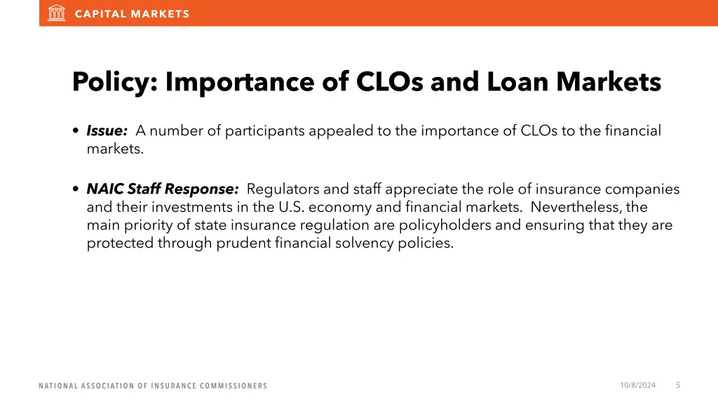 policy importance of clos and loan markets