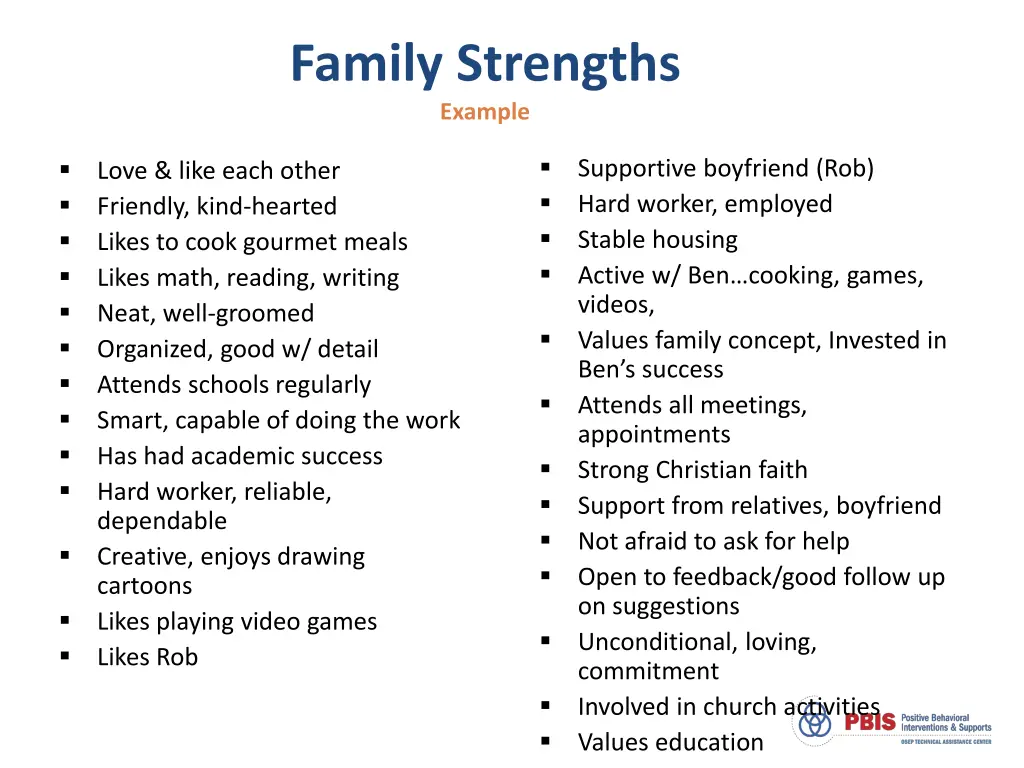 family strengths example